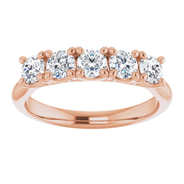 0.85 ct. Round Cut Diamond Wedding Band 5 Stone Anniversary Ring-VIRABYANI